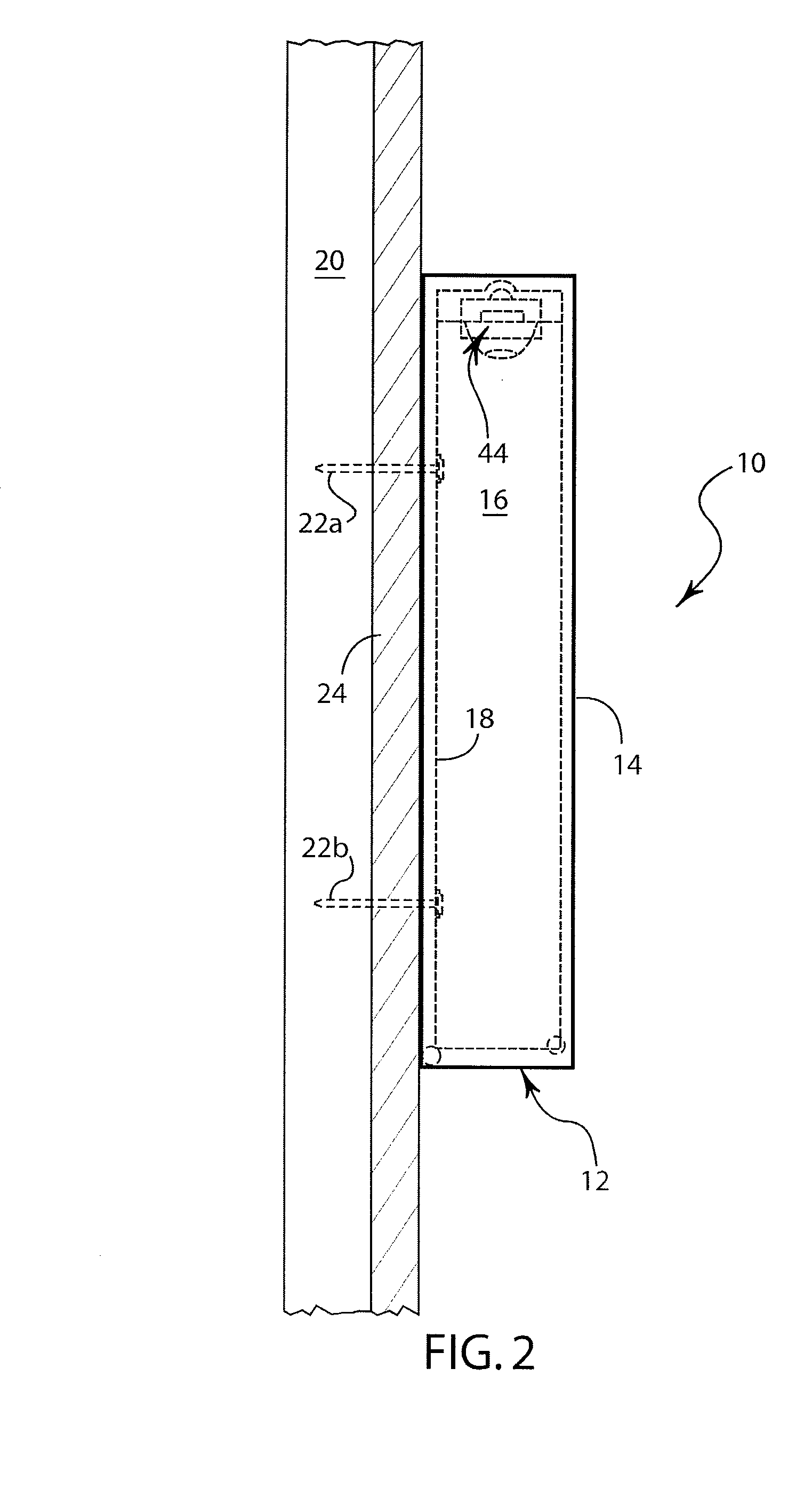 Concealed, wall-mounted locking cabinet