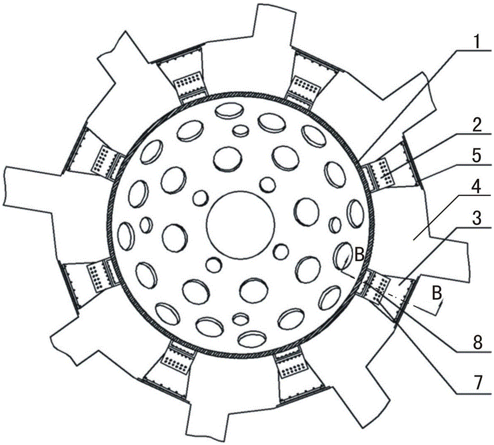 A radial support device for seismic protection of a large-scale high-stability target chamber