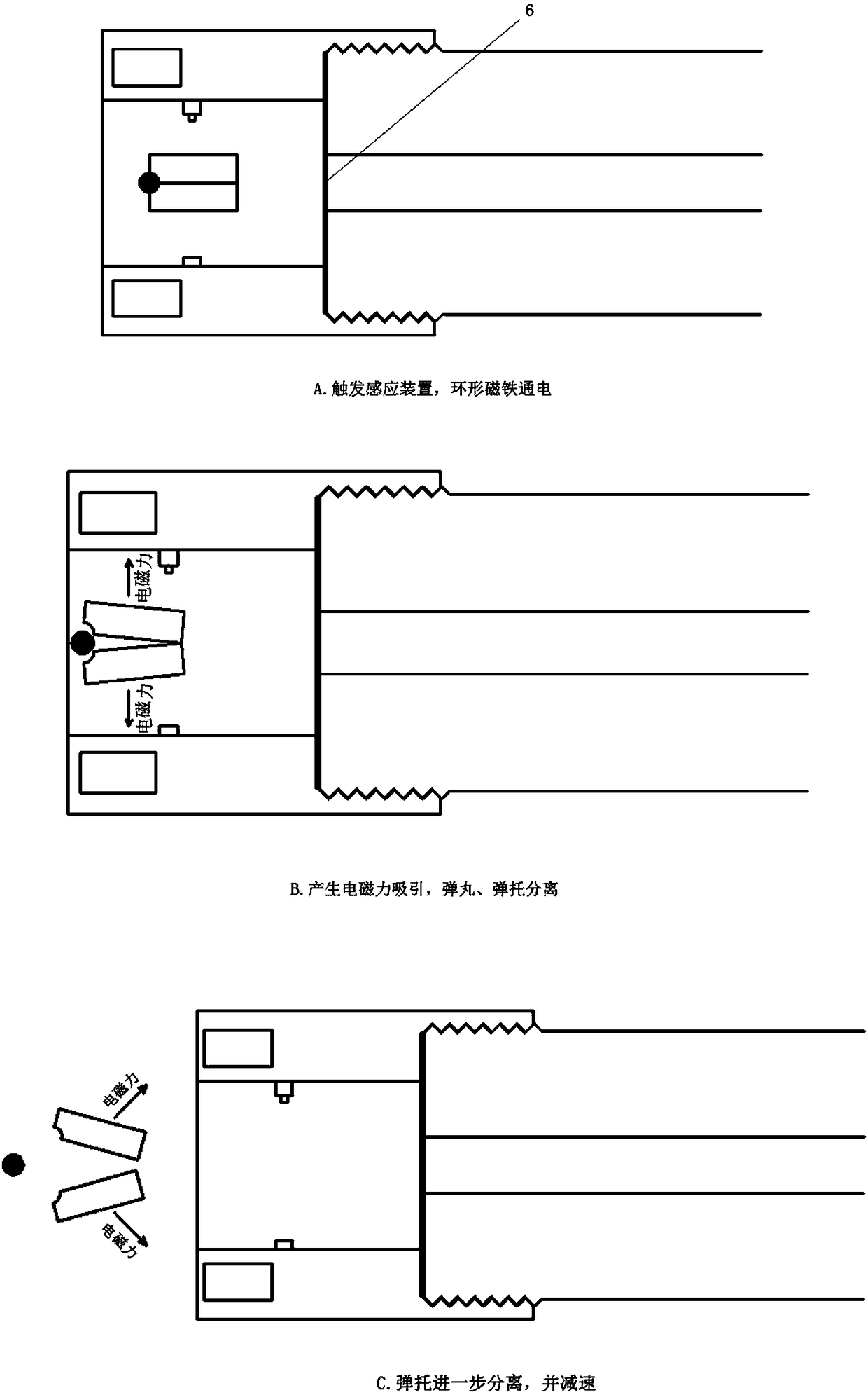 Electromagnetic sabot separation device for light-gas gun