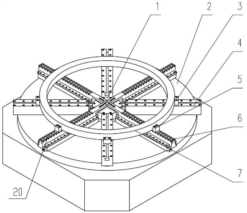 A device and method for automatically aligning and clamping ring-shaped parts