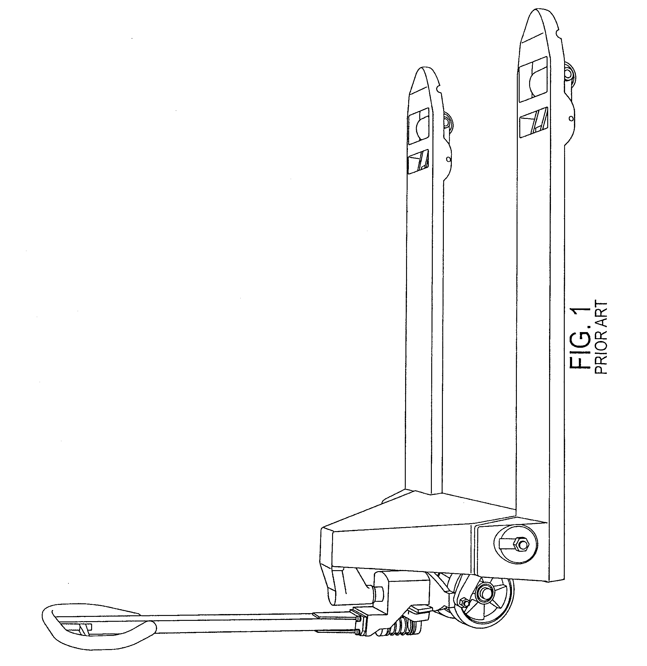 Pallet jack system and method for the transportation of stackable packaged goods pallets