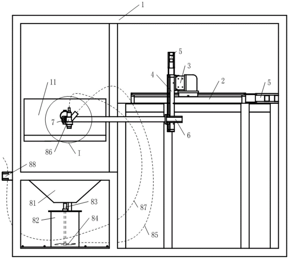 A surface strengthening grinding machine with a worktable that can be turned up and down