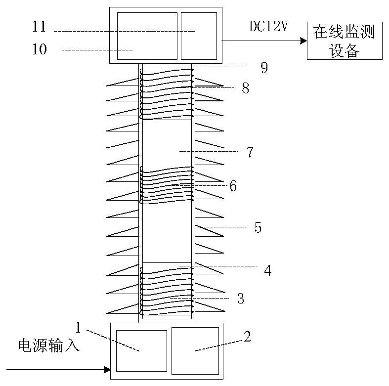 A wireless power supply method and device for high-voltage online monitoring equipment