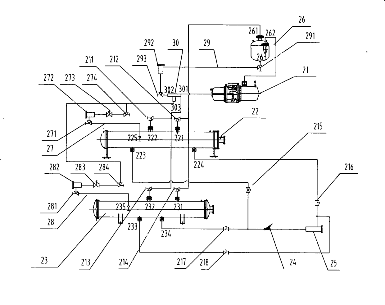 Flooded water-source heat pump unit with refrigerant side cold and heat reversion