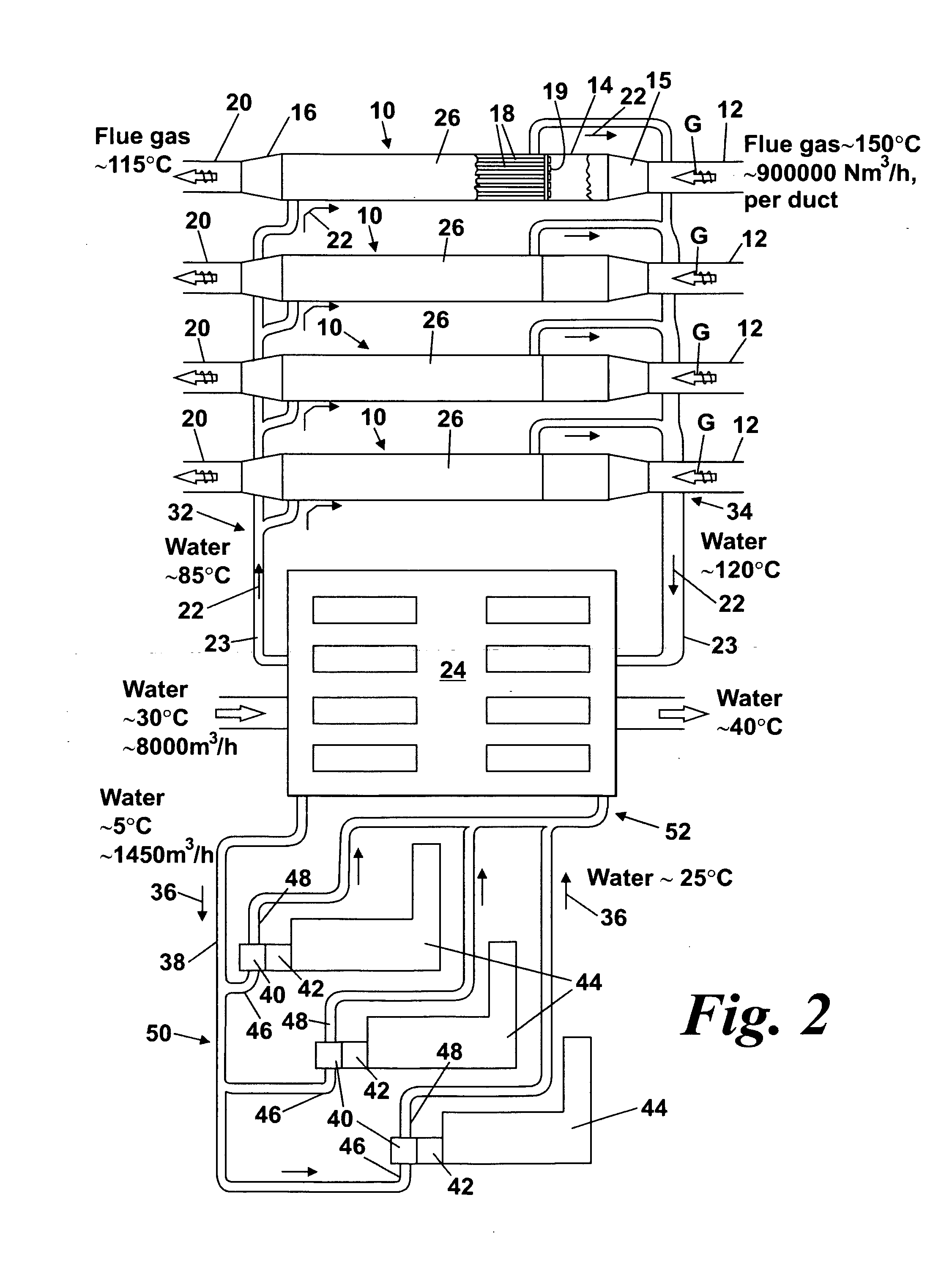 Flue gas cooling and cleaning system