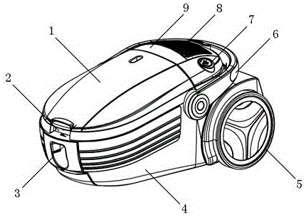 Canister vacuum cleaner with shock-absorbing connection