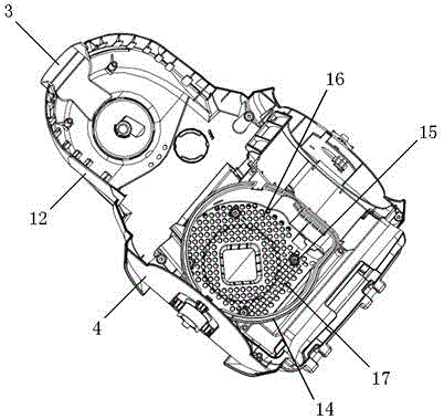 Canister vacuum cleaner with shock-absorbing connection