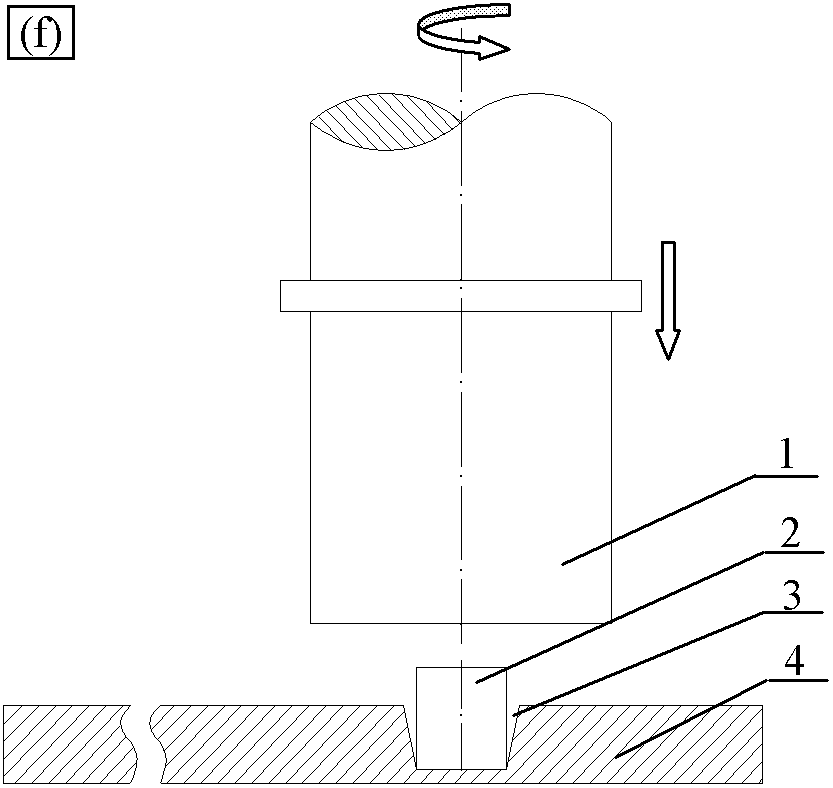 Method for filling friction stir welding keyhole by using T-shaped filling block and bitless stirring head