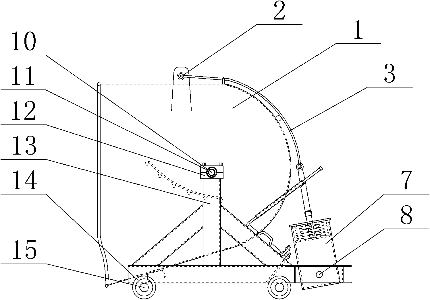 Small railcar with buffering unloading and empty hopper resetting