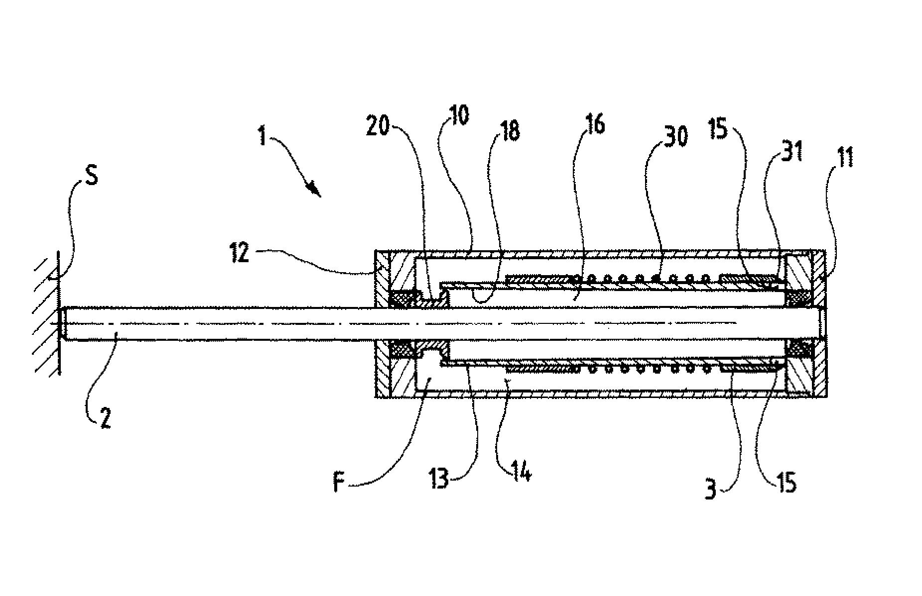 Damping Device with Power-Assisted Deceleration and Use Thereof for the Damping of the Retractable Steering Column of a Motor Vehicle