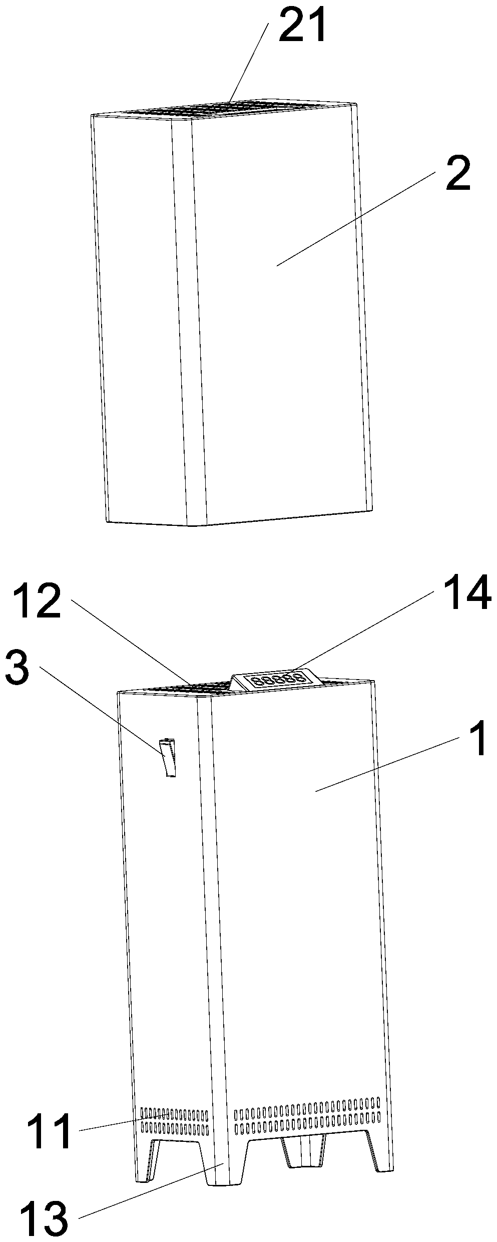 Air purifier with double shells