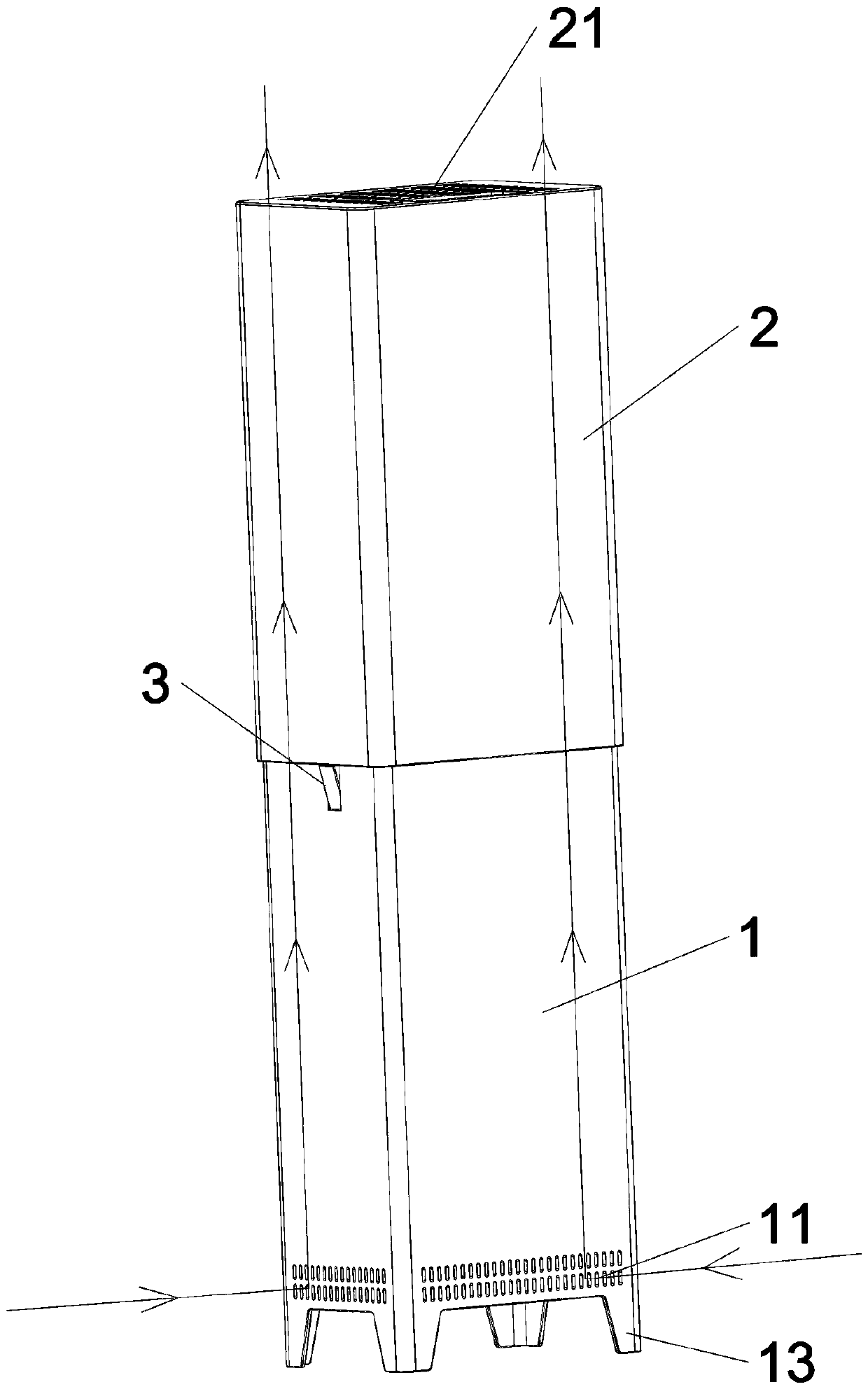 Air purifier with double shells