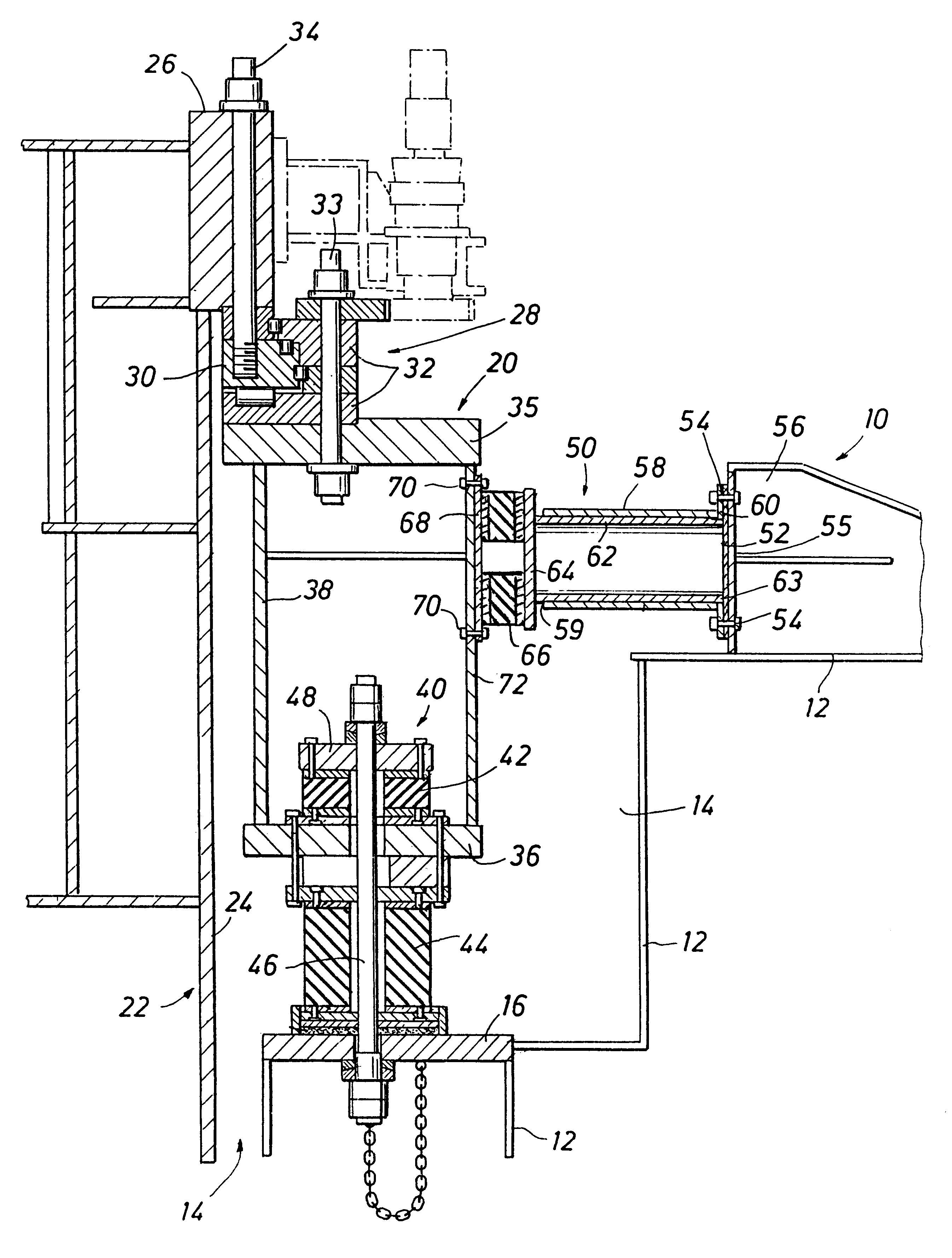 Radial elastomeric spring arrangement to compensate for hull deflection at main bearing of a mooring turret