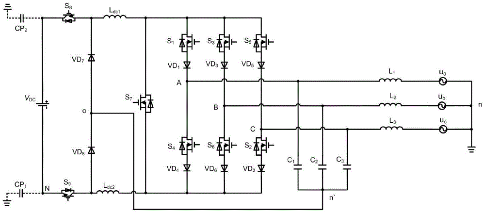 Single-stage non-isolated Buck-Boost three-phase photovoltaic inverter and control method thereof