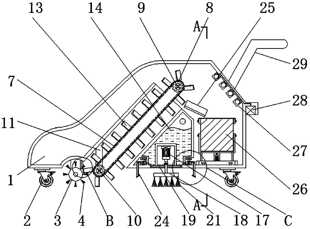 Dung cleaning device for cattle and sheep breeding with disinfection function