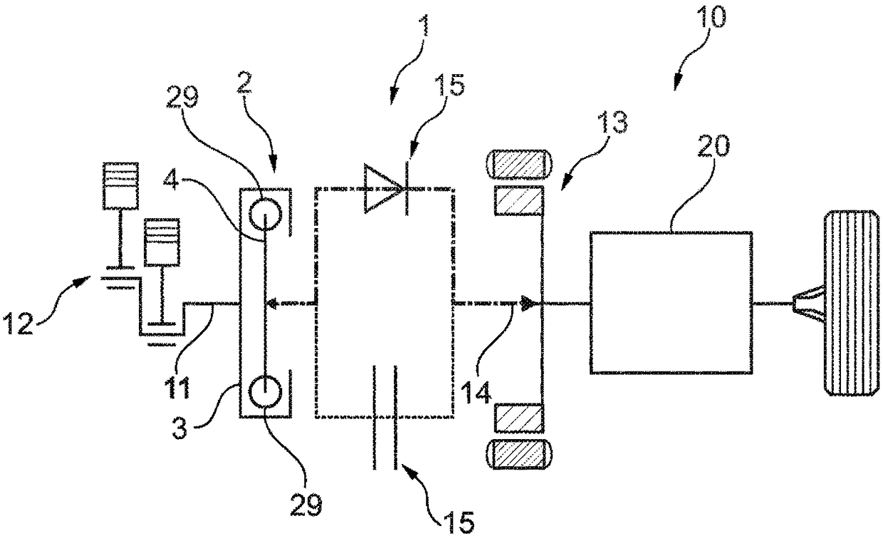 Clutch rotary vibration damper assembly having hybrid separating clutch integrated in rotating part of rotary vibration damper