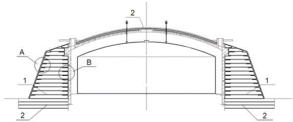 Oil tank reinforced earth protective body and construction method thereof