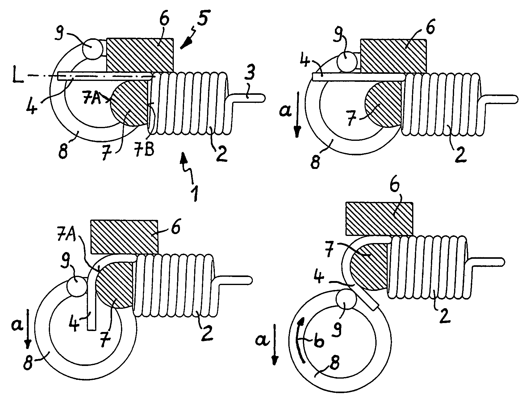 Method for producing an end lug of a spring member formed of a strand of wire, and apparatus for manufacturing same