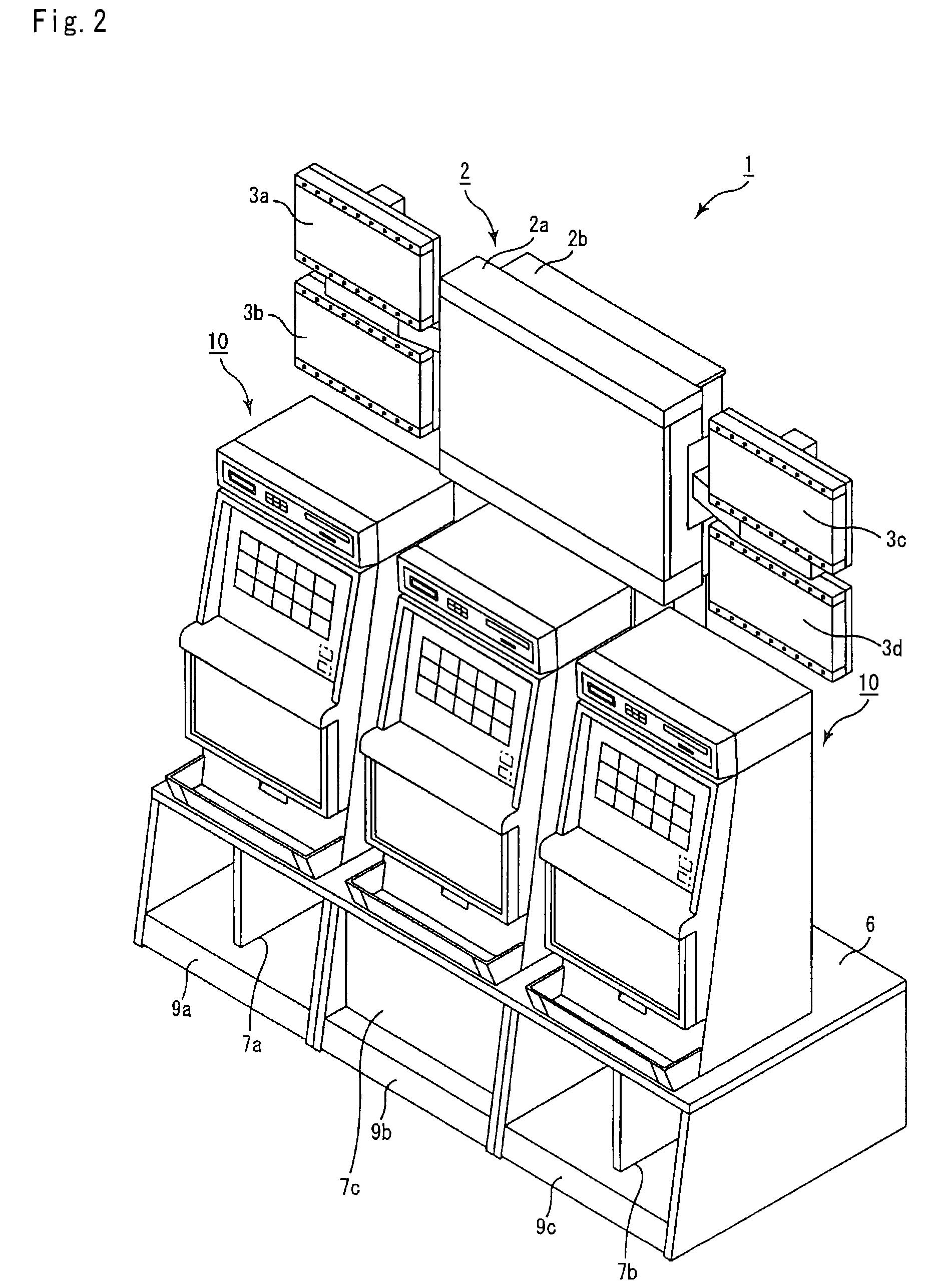 Gaming system having large display and plural gaming machines