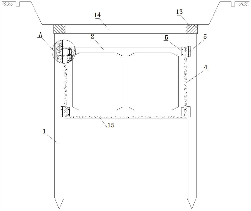 Subway open cut section prefabricated box culvert overlapping structure and construction method thereof