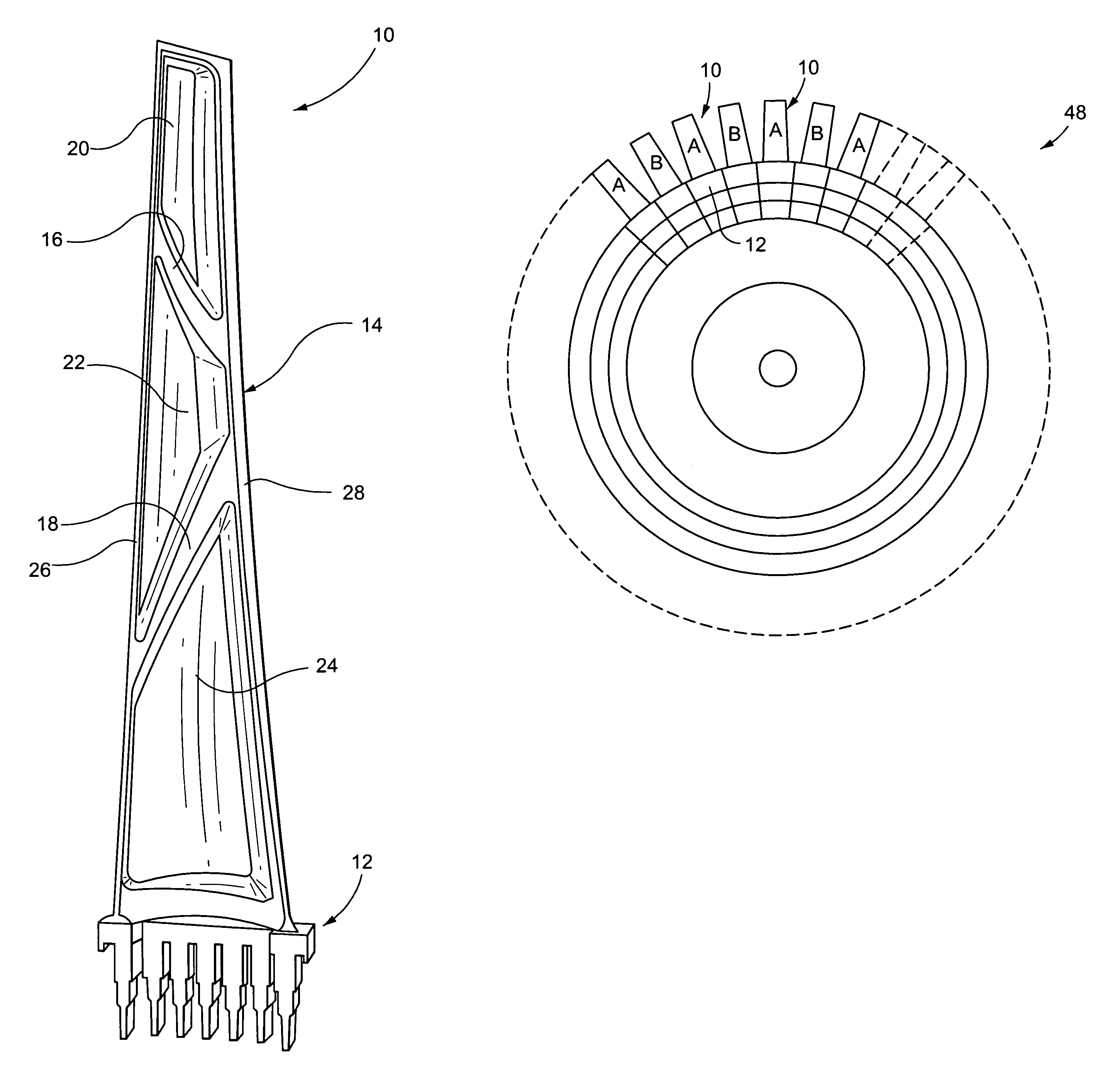 Mixed tuned hybrid blade related method