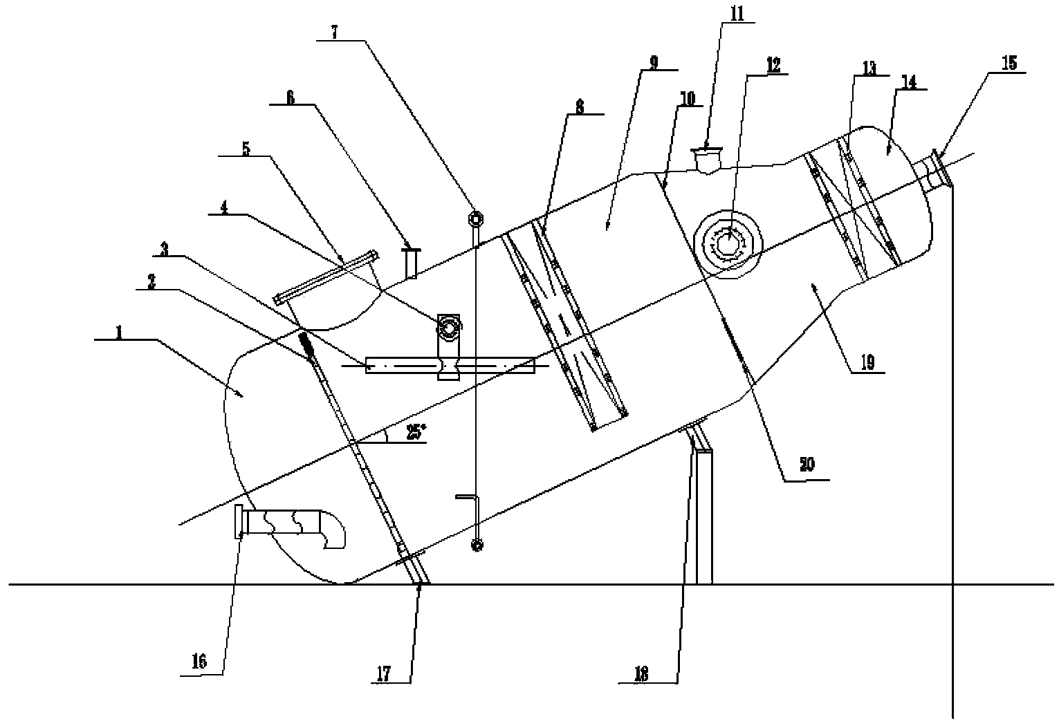 Elevation type three-phase separator