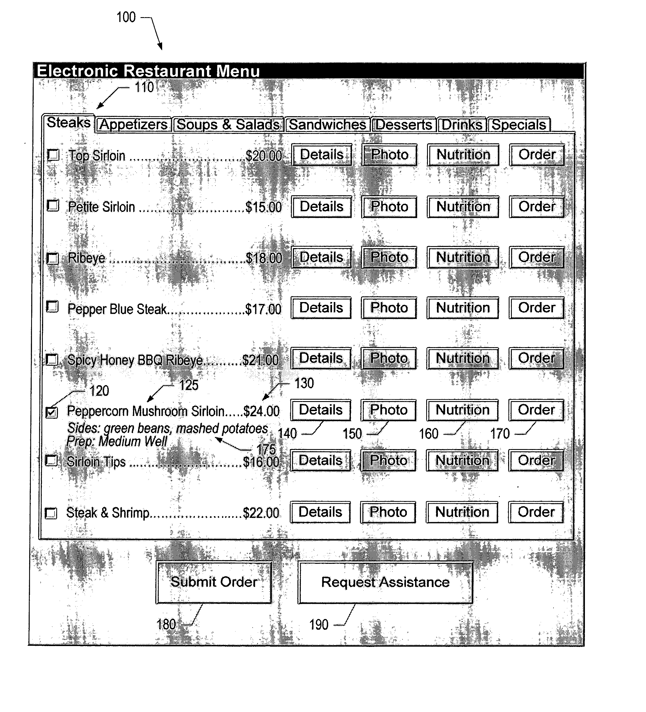 System and method for restaurant electronic menu