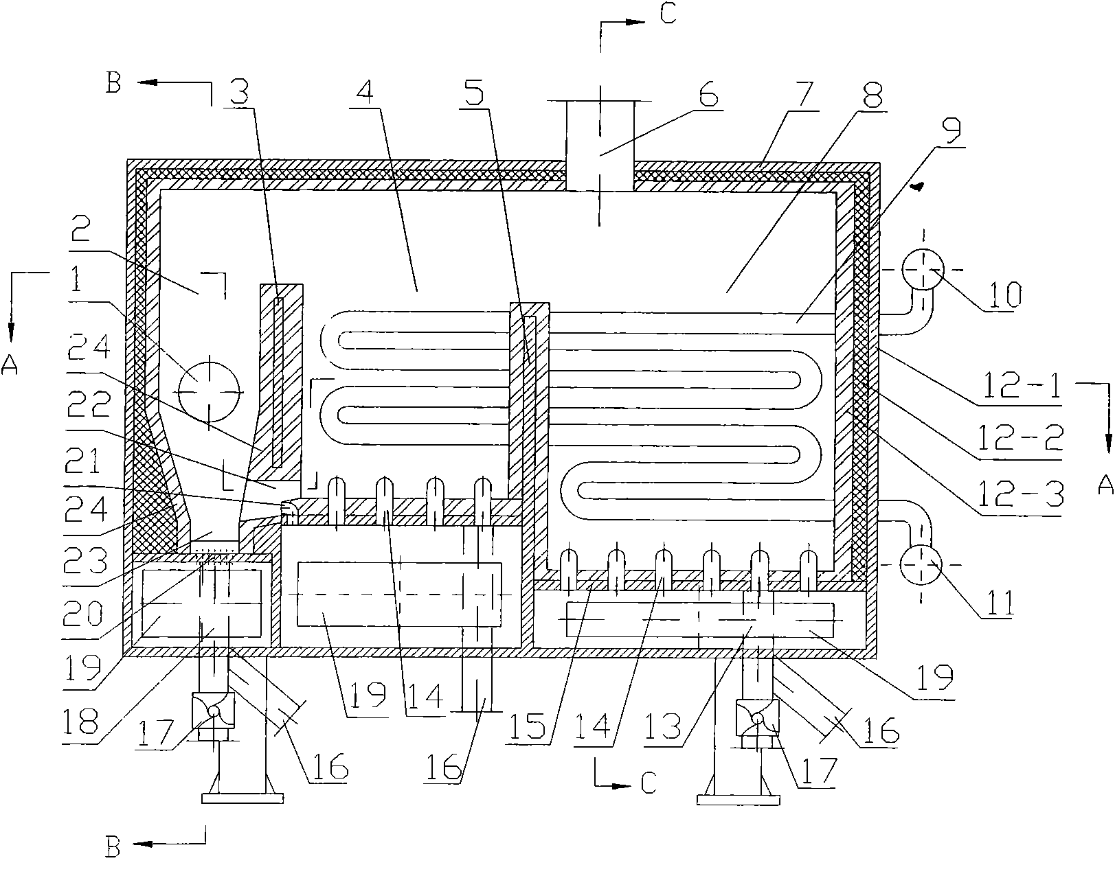 Double-separation type fluidized bed slag cooler