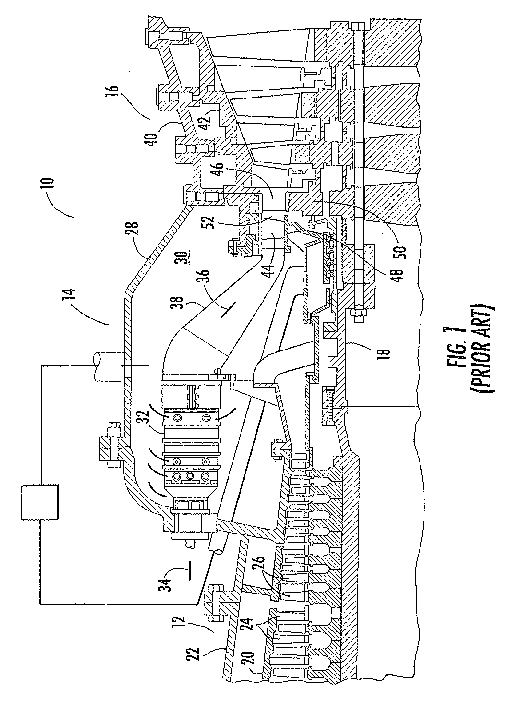 Transition with a linear flow path with exhaust mouths for use in a gas turbine engine