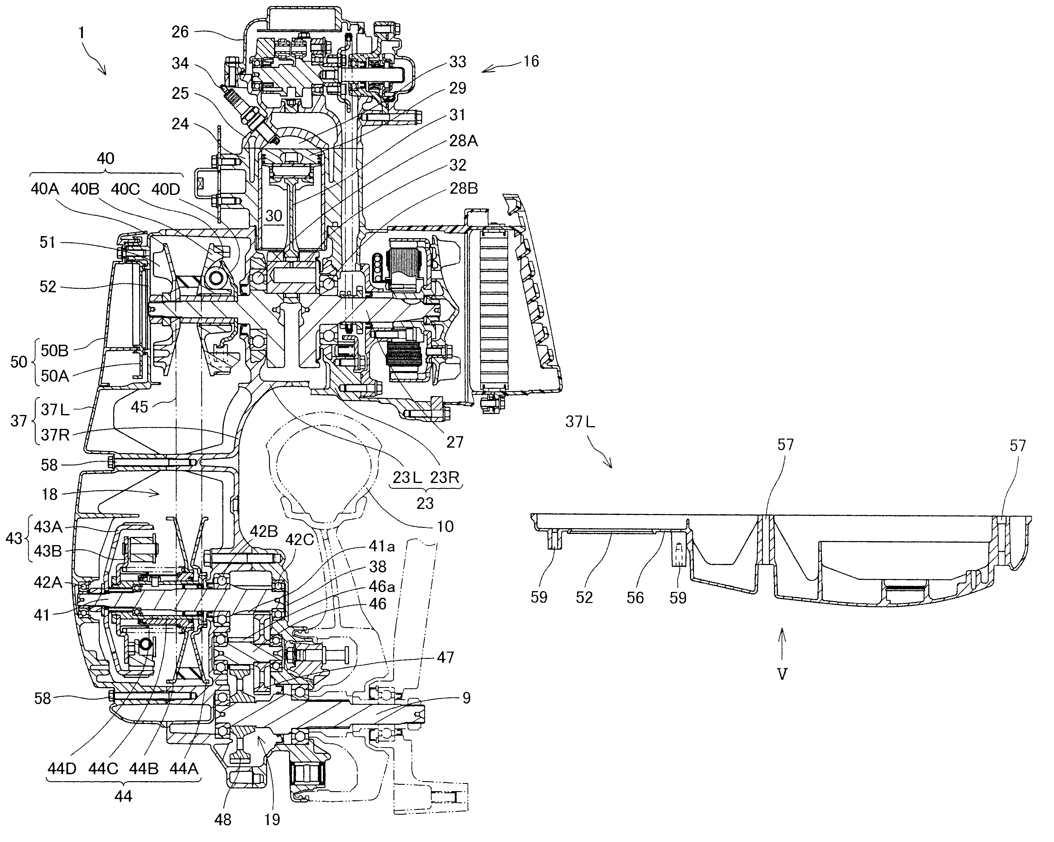 Cooling air intake structure for V-belt drive continuously variable transmission