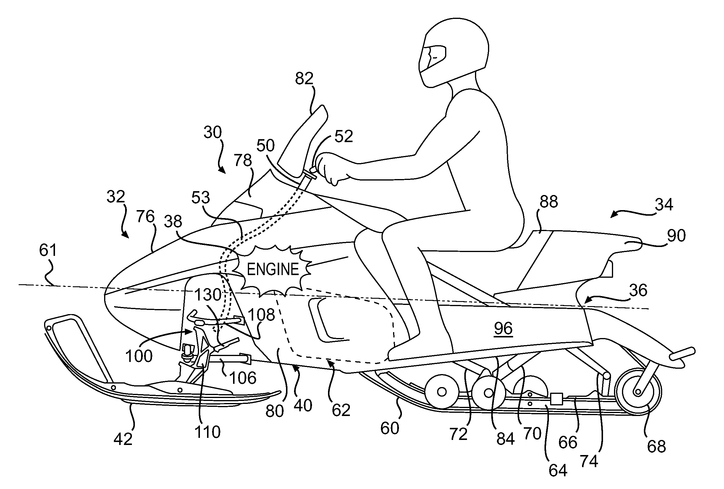 Snowmobile front suspension