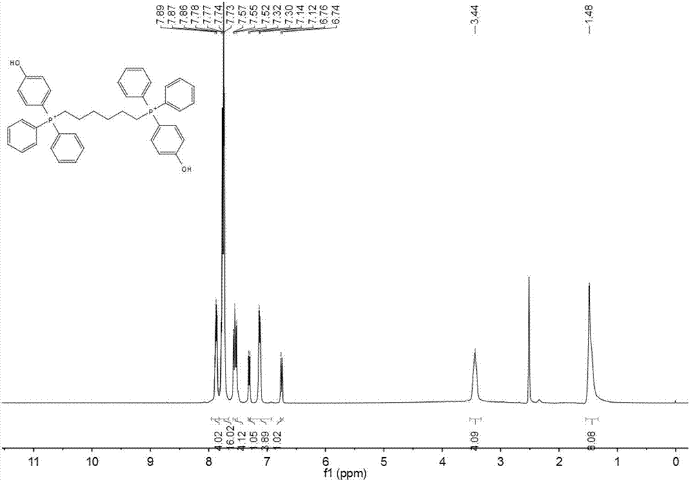 Dihydroxy-containing tetra quaternary phosphonium cation antibacterial agent and preparation method thereof