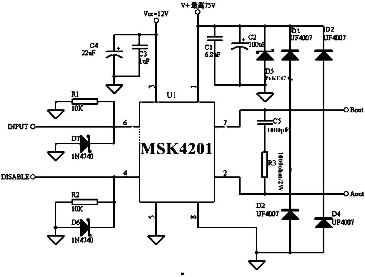 Power amplifier for small two-axis theodolite