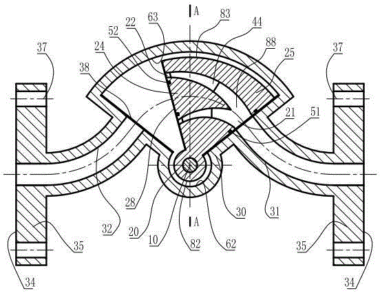 A flange head copper alloy four-leaf even rib variable channel horizontal valve