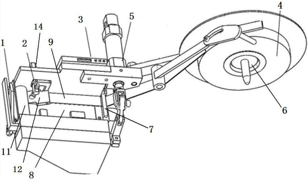 Label induction shearing device