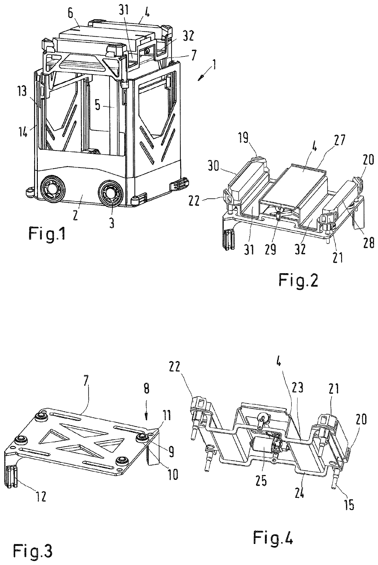 Container stacking storage system loading trolley