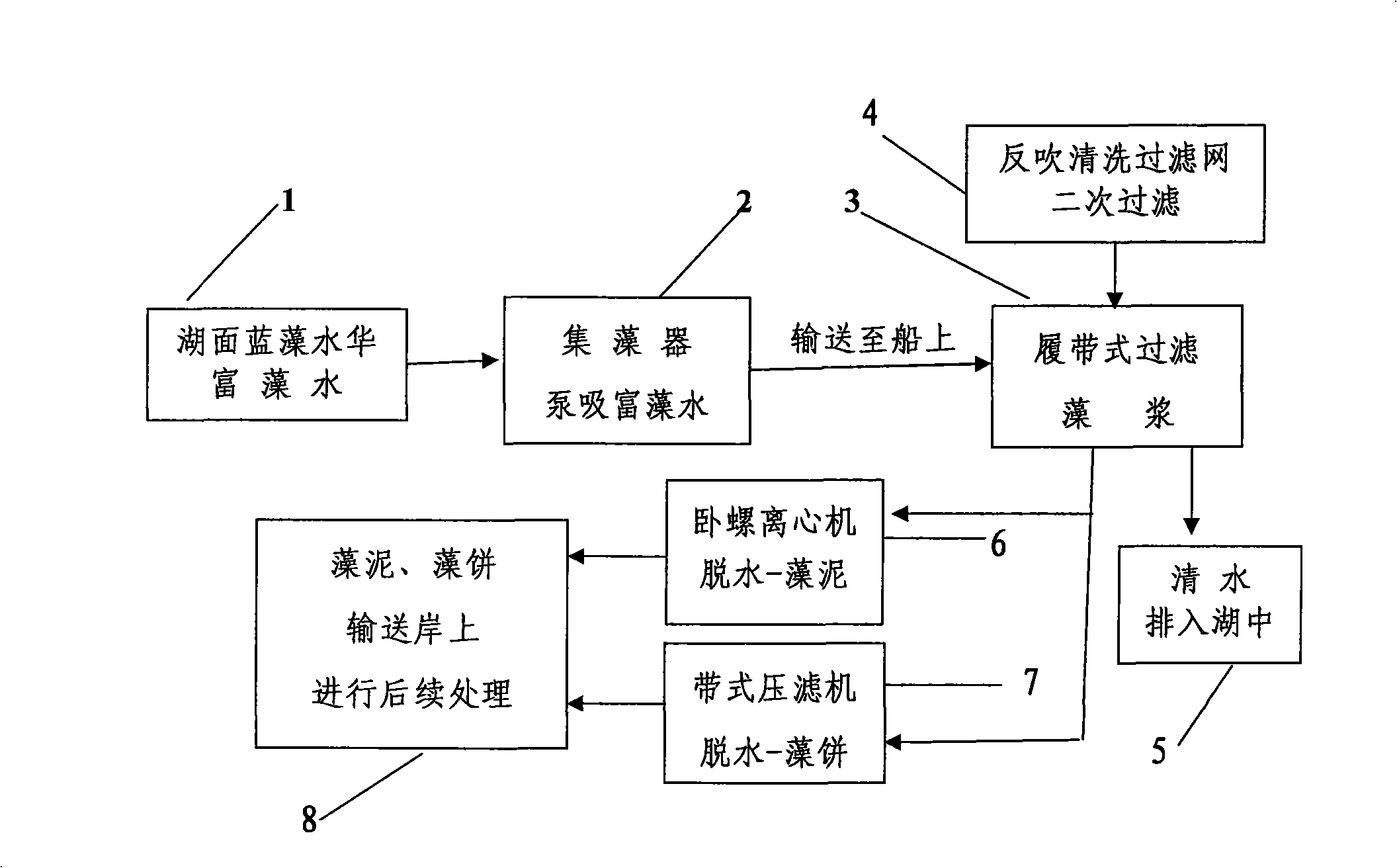 Method and apparatus for harvesting water bloom blue algae