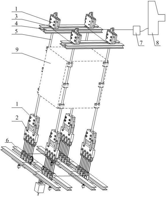 Wire rope guide rail tensioning device for mining elevator