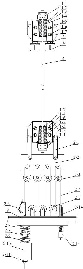 Wire rope guide rail tensioning device for mining elevator