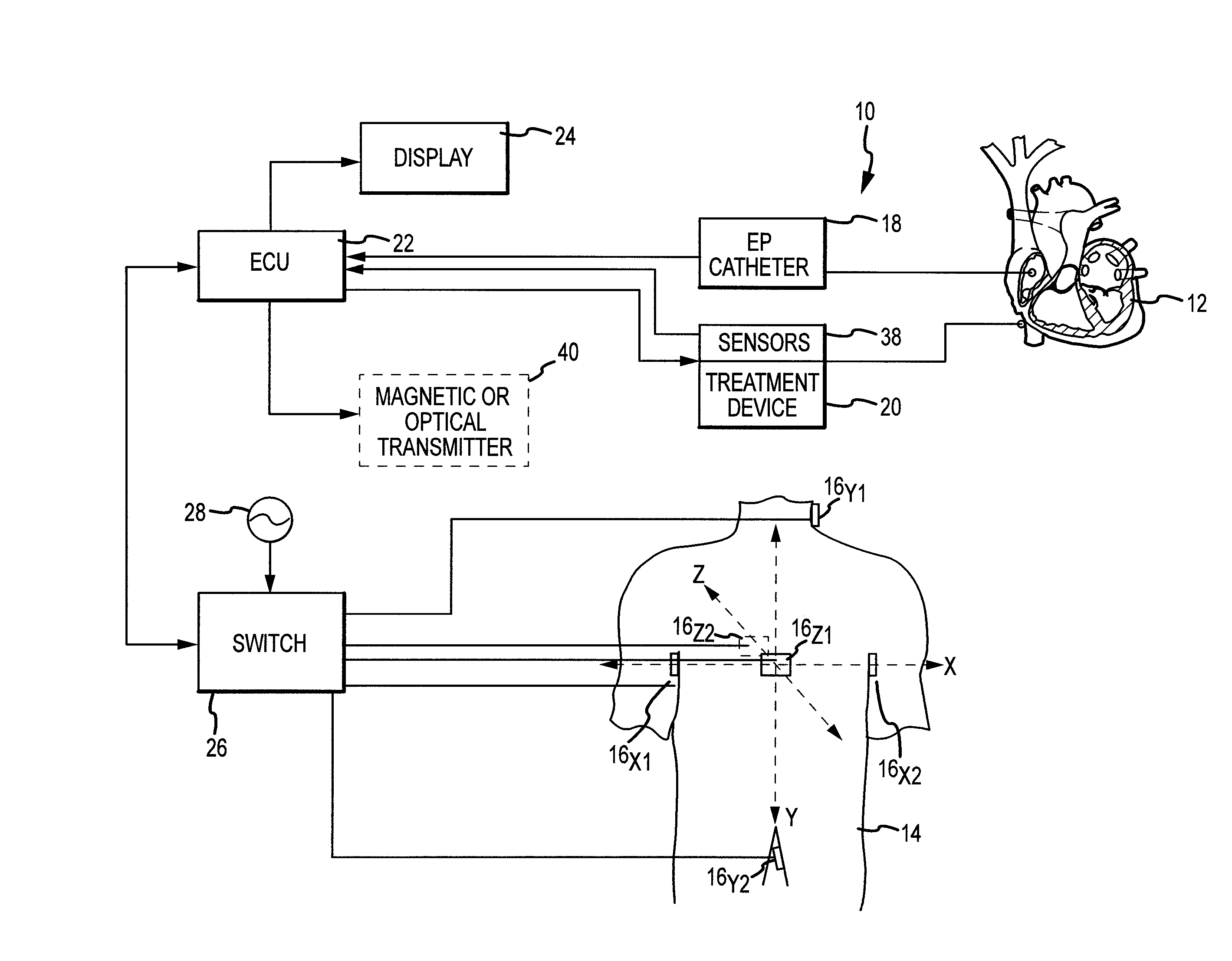 System for displaying data relating to energy emitting treatment devices together with electrophysiological mapping data