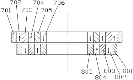 Flywheel energy storing device with permanent magnet bearing and thrust bearing