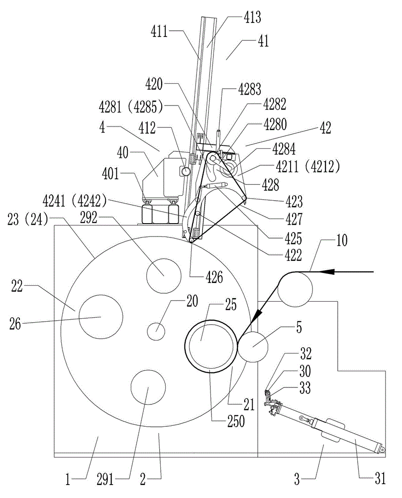 Automatic taking-up and roll changing device