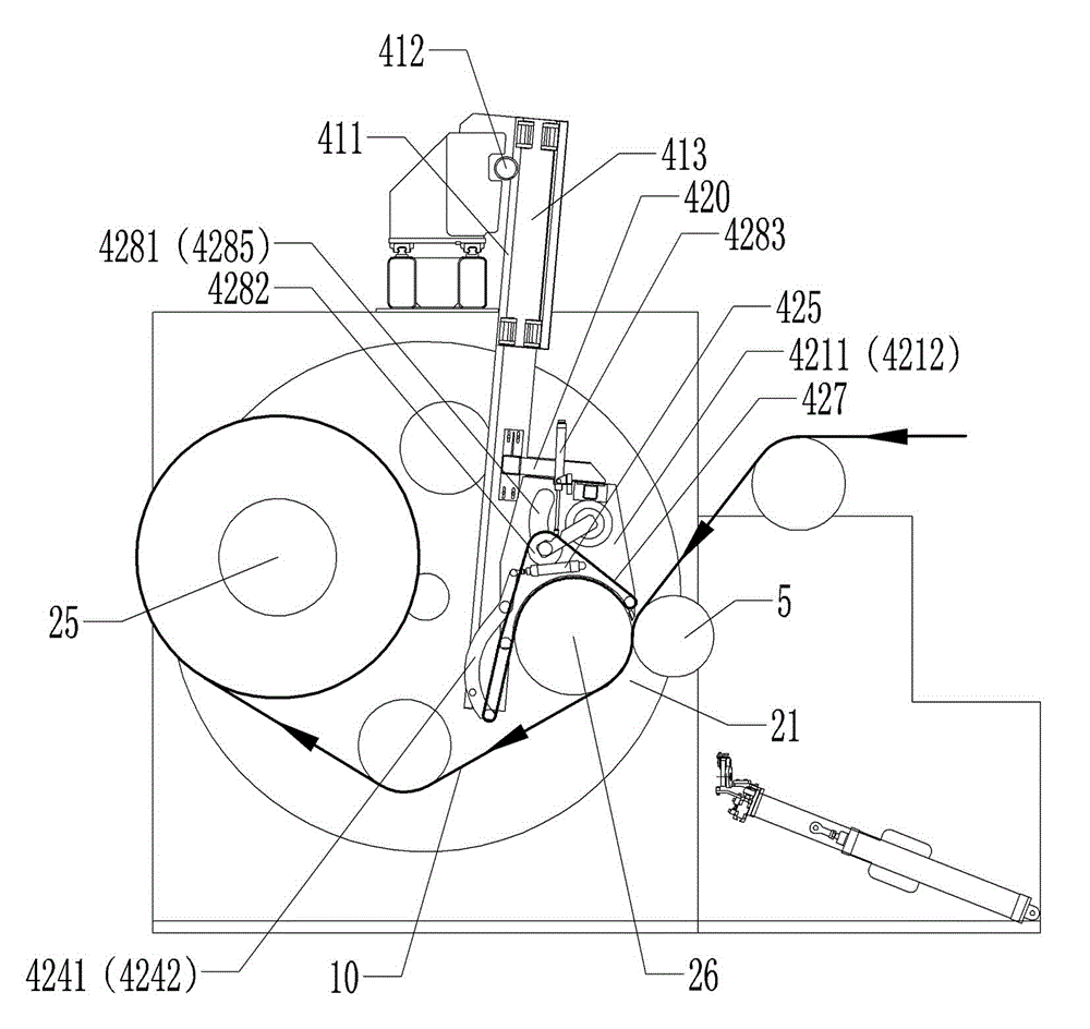 Automatic taking-up and roll changing device