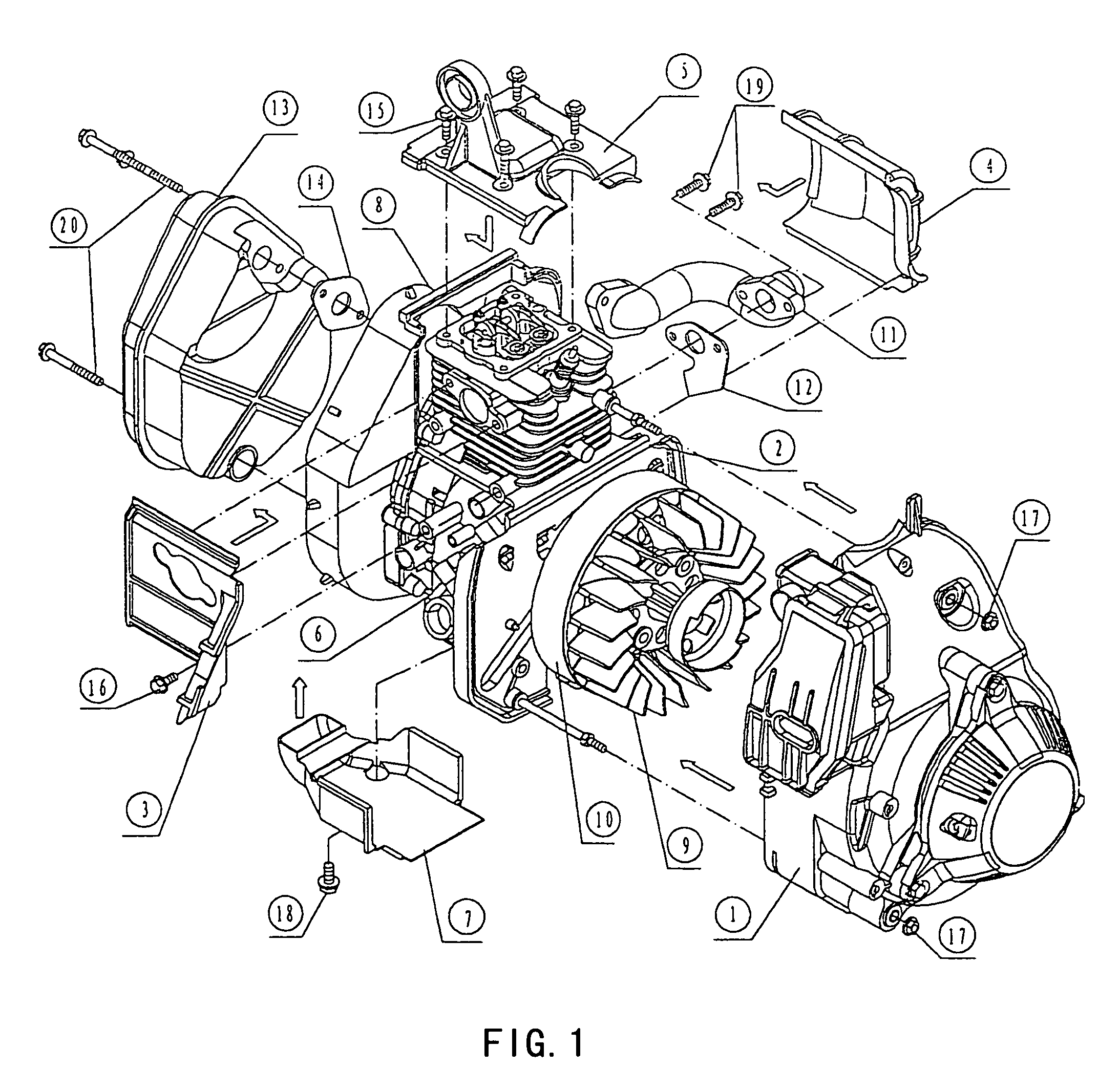 Cooling system of an engine for the inside of a generator