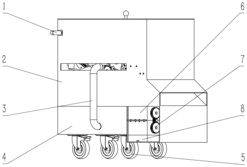 A sugarcane peeling and truncating juice extractor