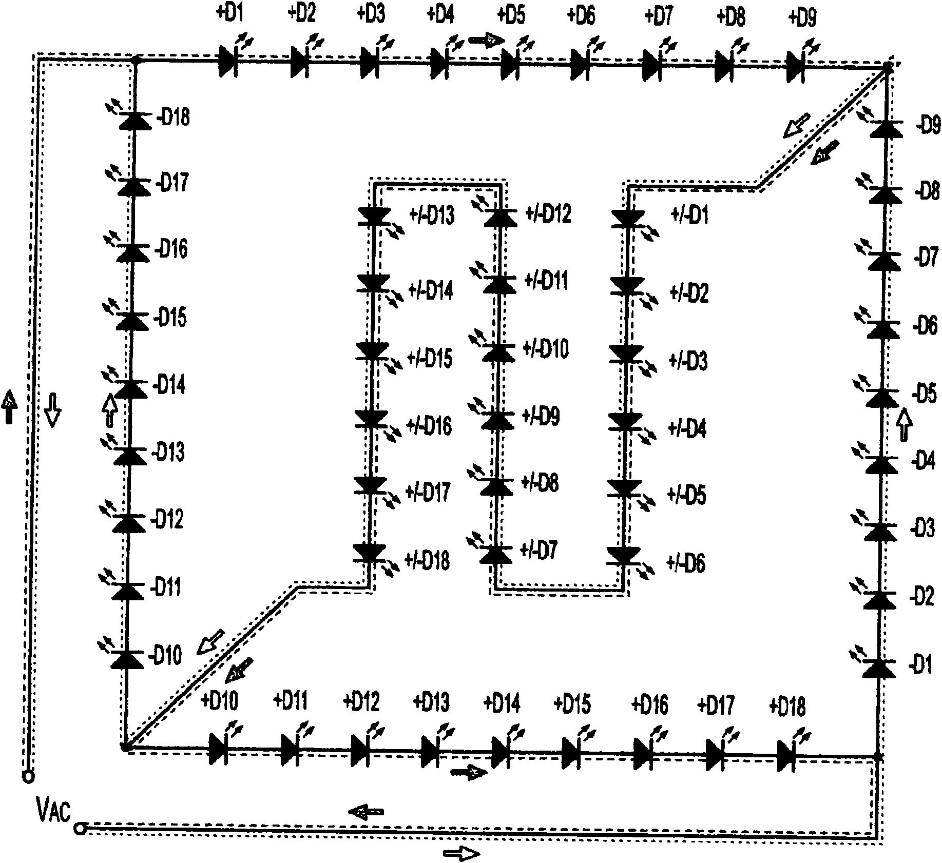 Spectral shift control for dimmable AC led lighting