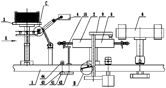 Rotary packaging bag filling and heat sealing device