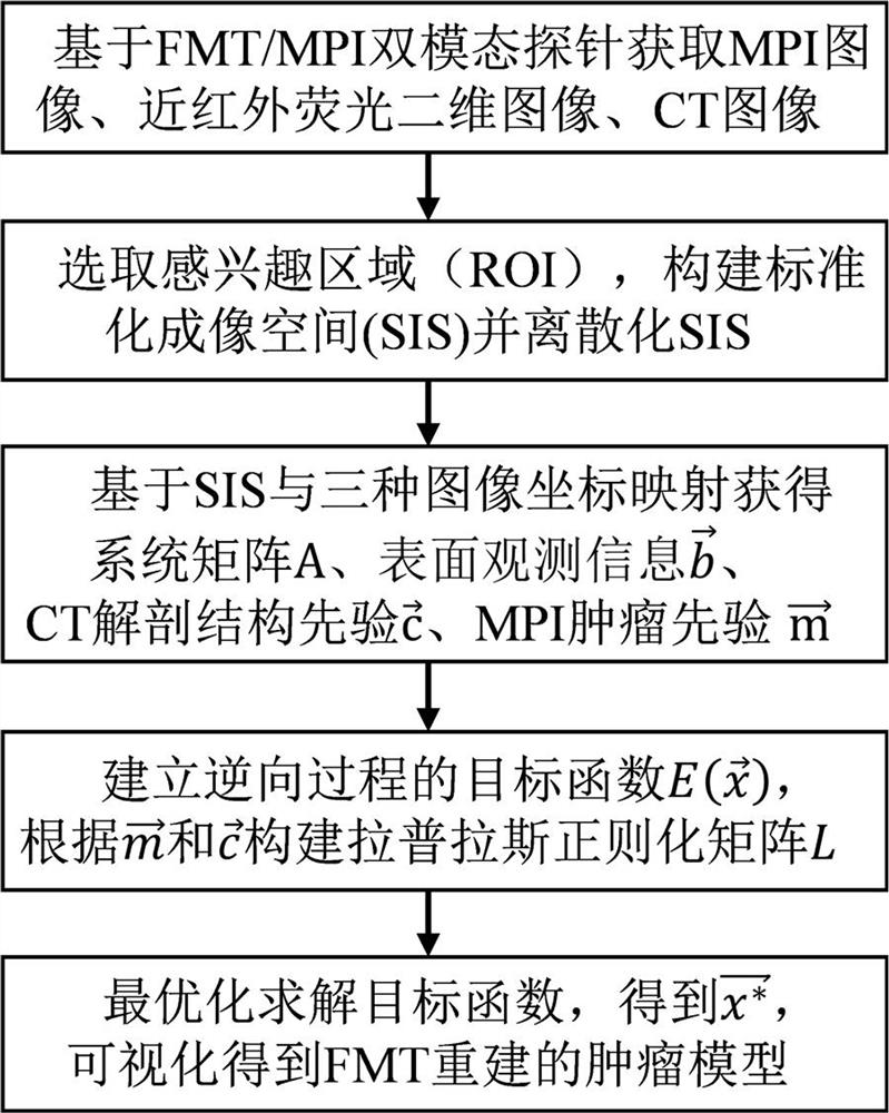 Fluorescent molecular tomography reconstruction method based on magnetic particle imaging prior guidance