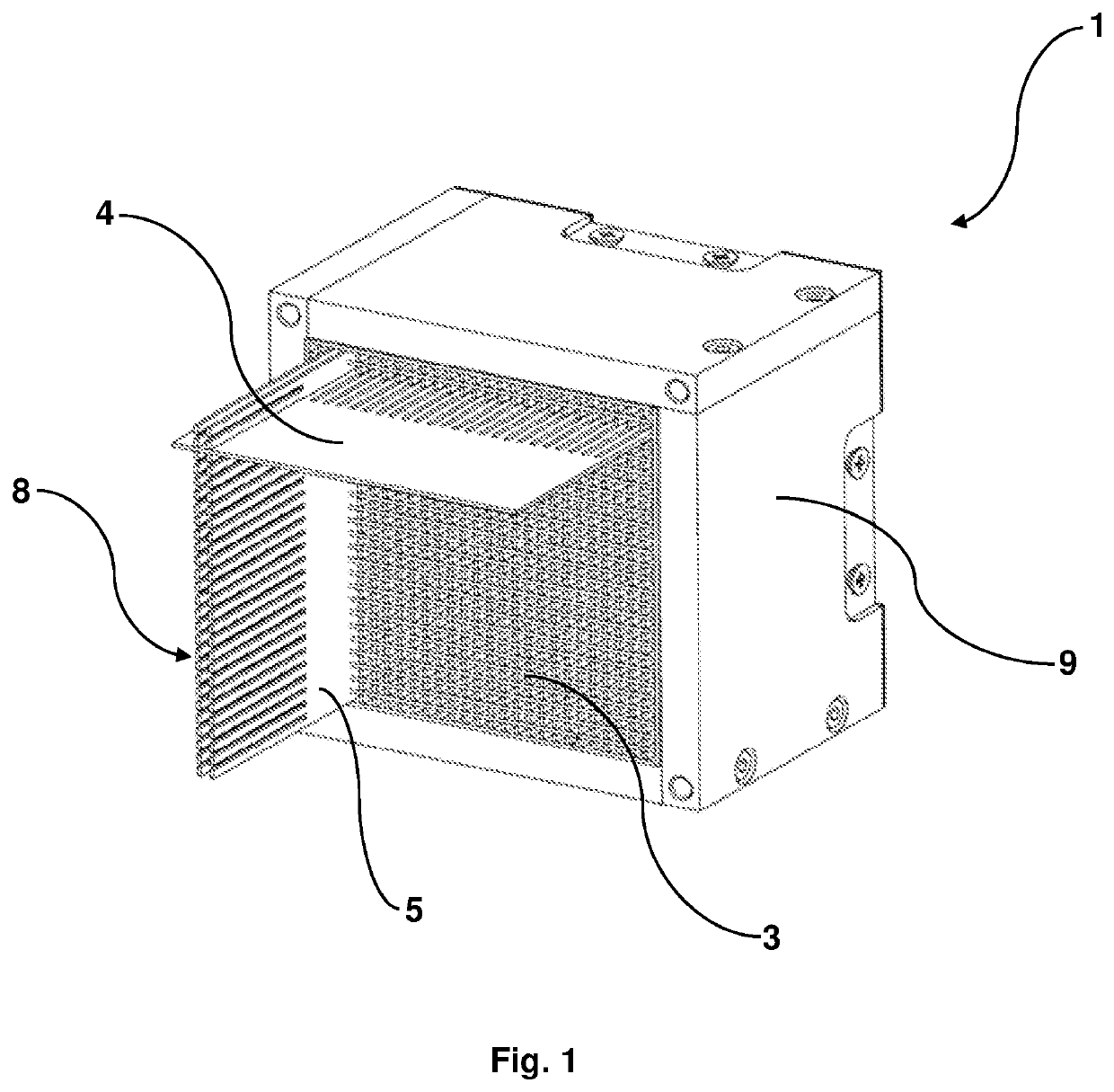 Calorimetric detector for measuring the energy of electrons and photons