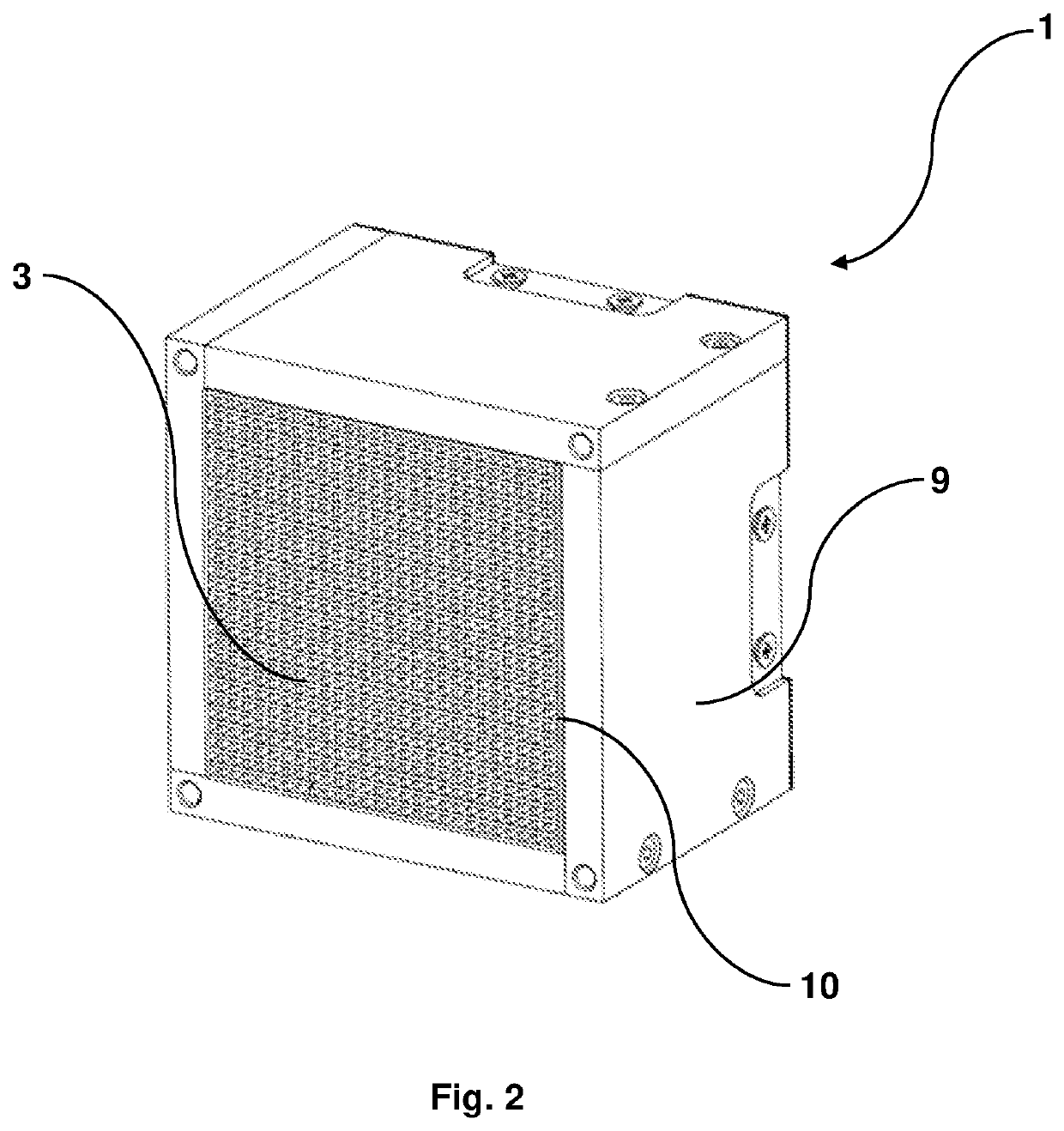 Calorimetric detector for measuring the energy of electrons and photons